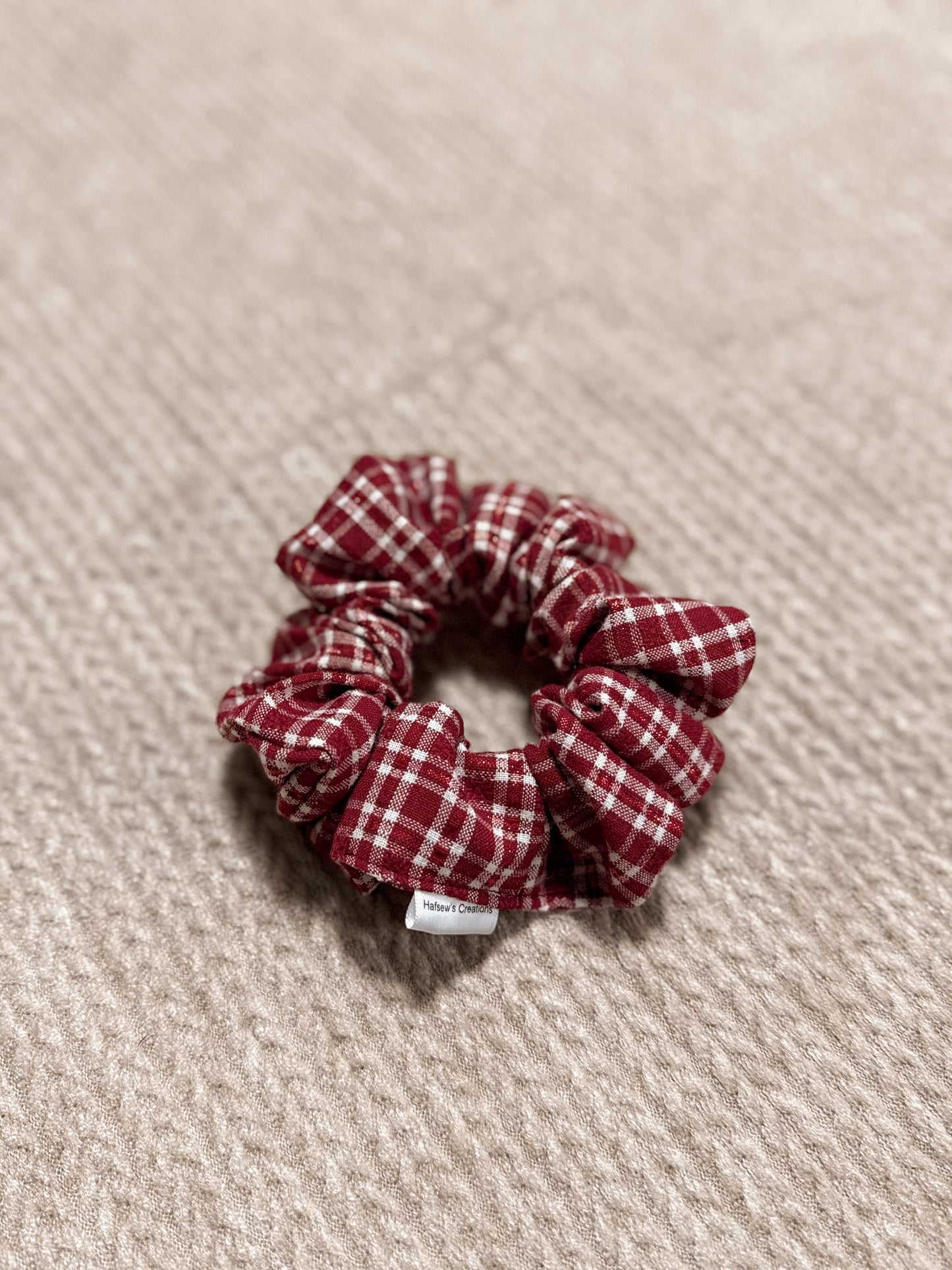 Red Sparkle Plaid Regular sized Scrunchie