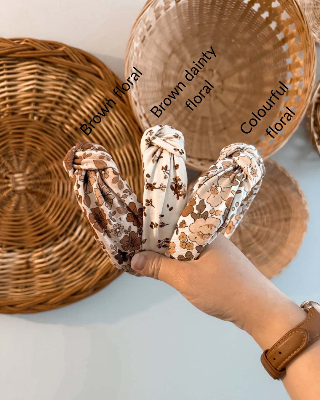 Floral neutral top knot headband