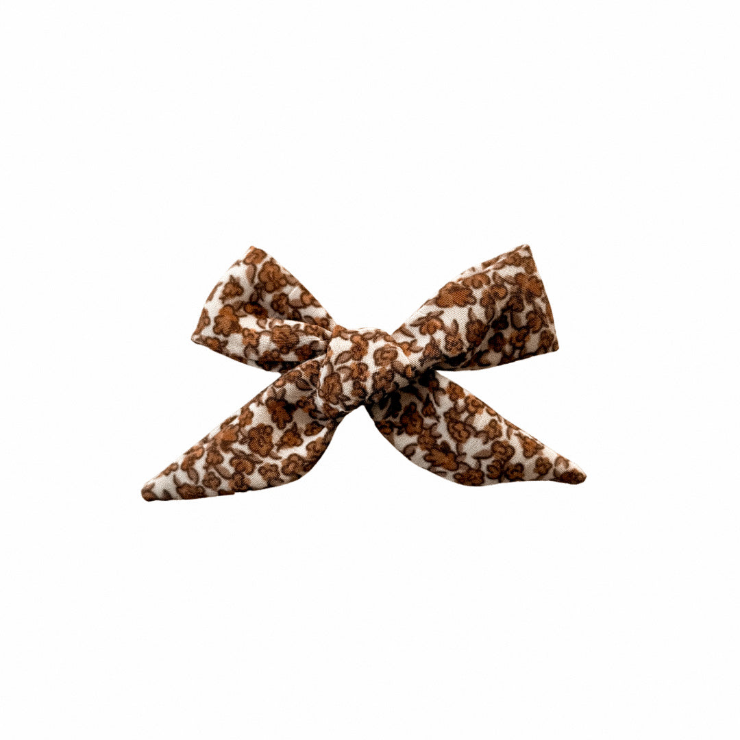 Dainty Brown Floral Sailor Hair Bow