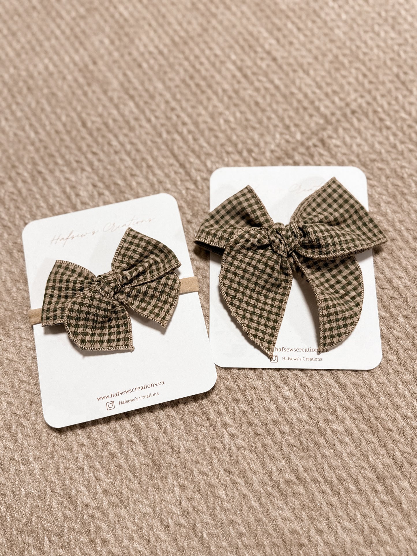 Green Gingham fable Bow