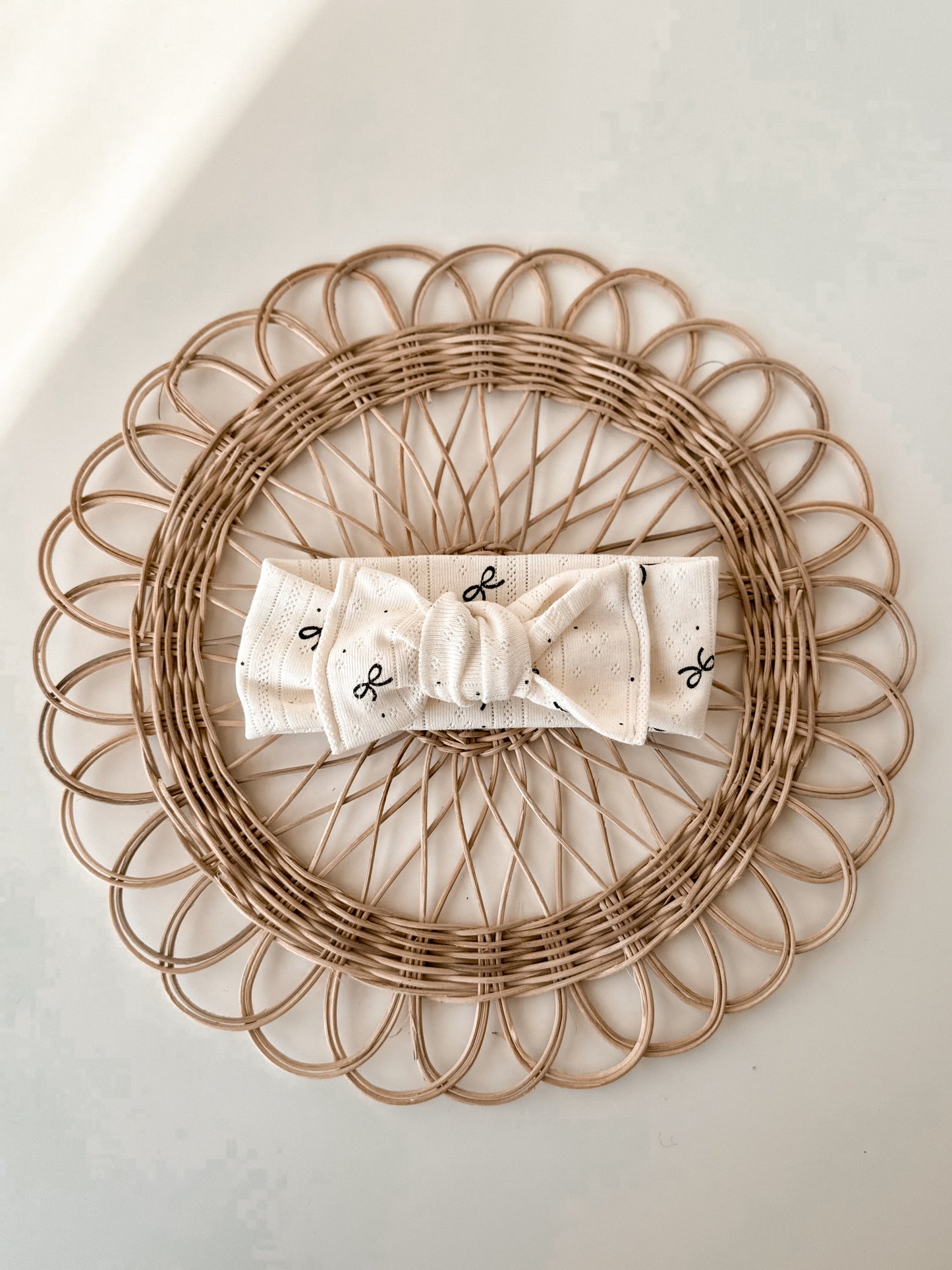Cream with Black Bows Tie Bow Headband