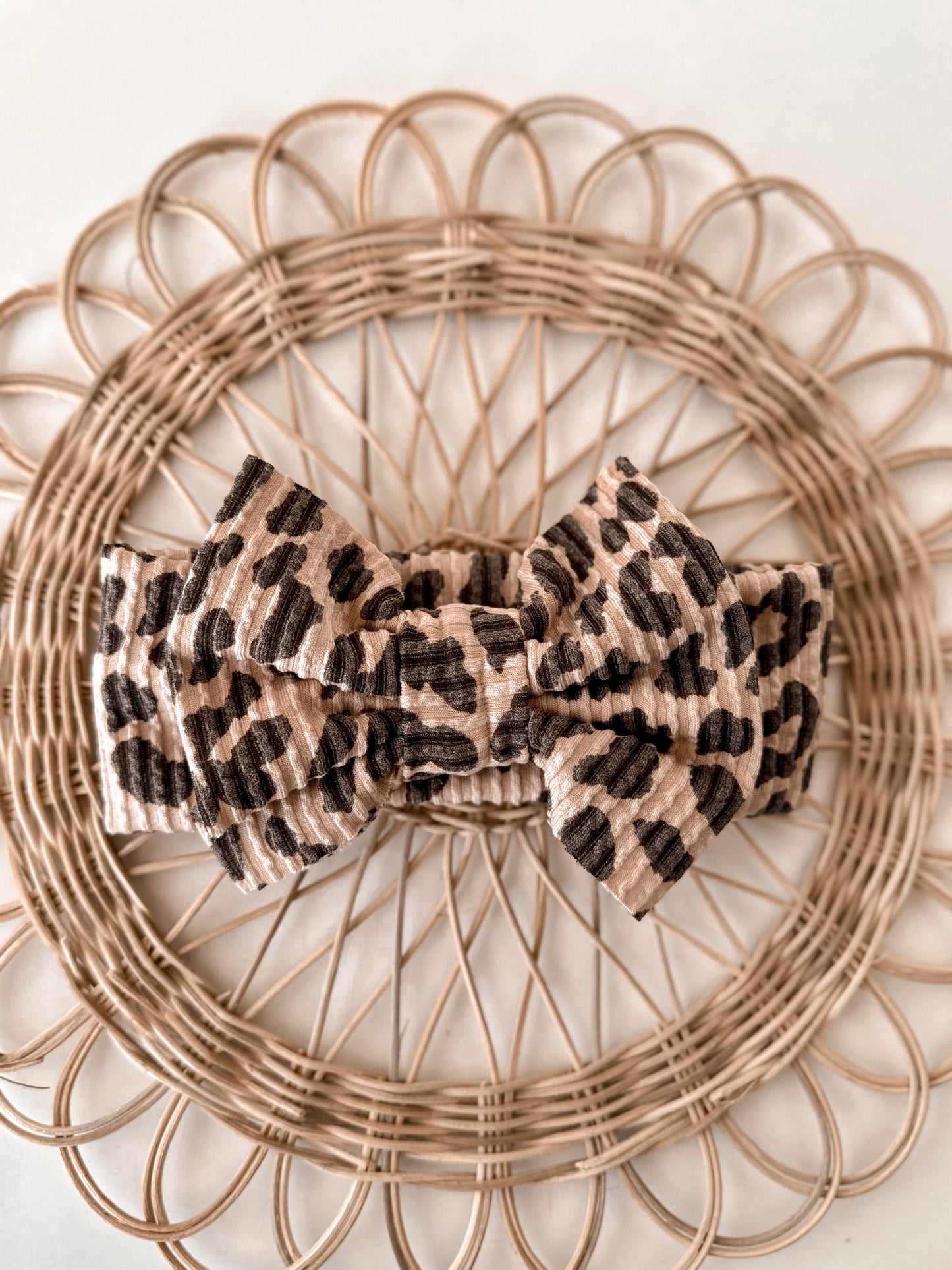 Textured Leopard Print Big Bow Headband