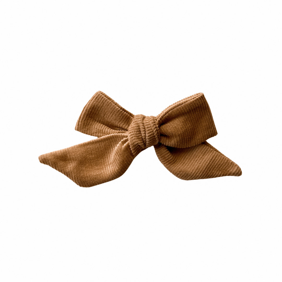 Brown Corduroy Sailor Hair Bow