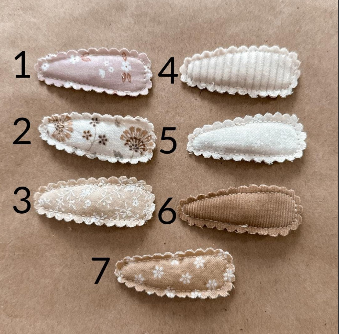Neutral floral non slip snap hair clips
