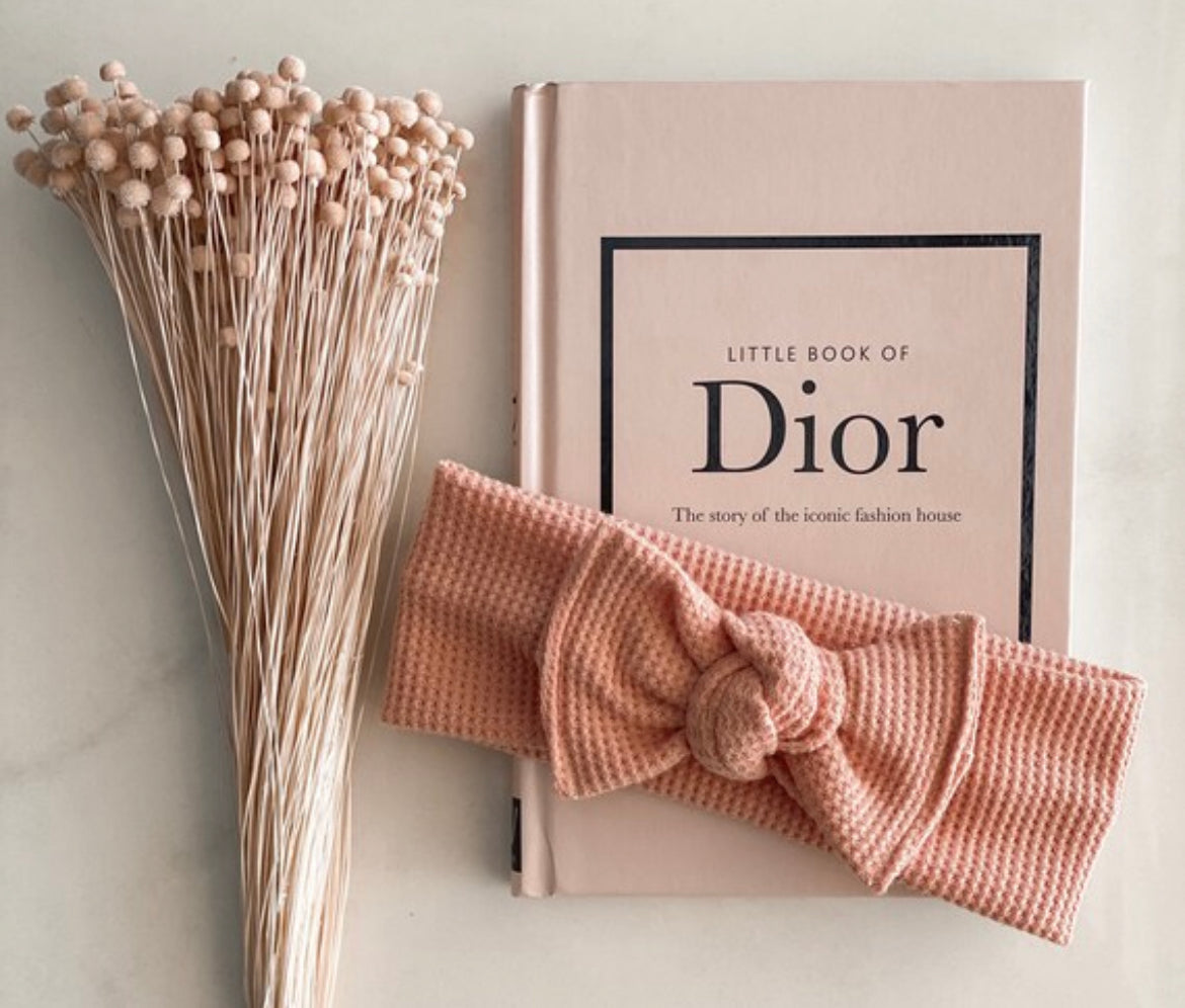 Pink waffle knit knot headband