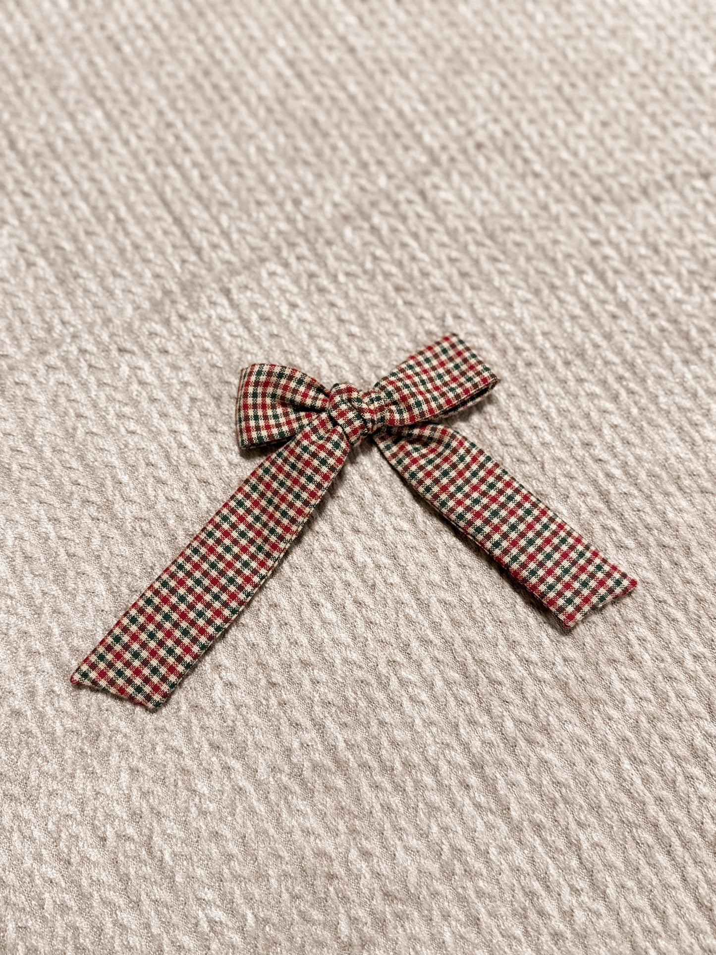 Vintage Christmas Gingham long Bow