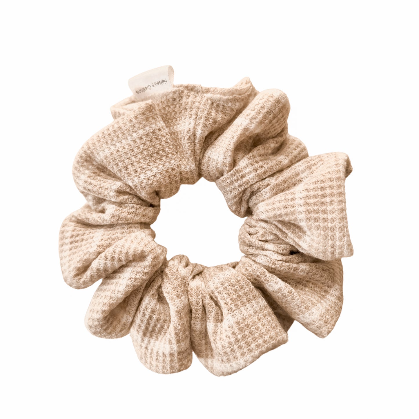 Beige Waffle Knit Scrunchie