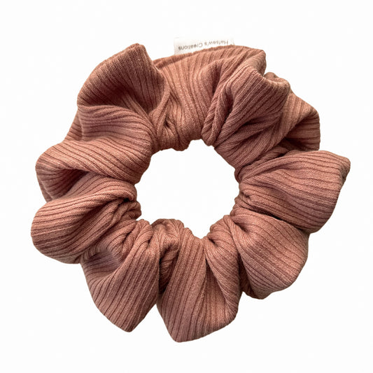 Pink Rib Knit Scrunchie
