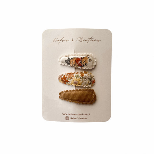 Story Book Teddy Bear Print Non-Slip Hair Snap Clips