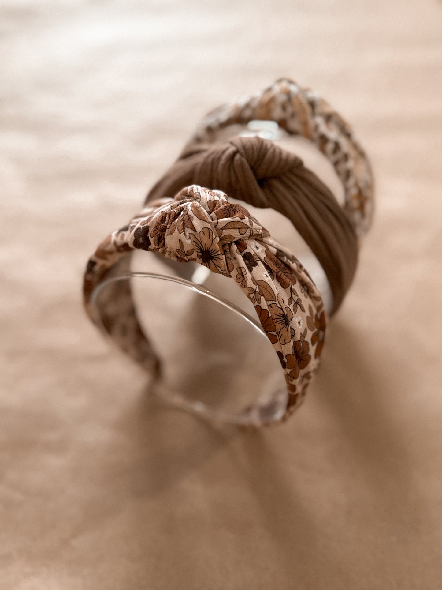 Floral neutral top knot headband