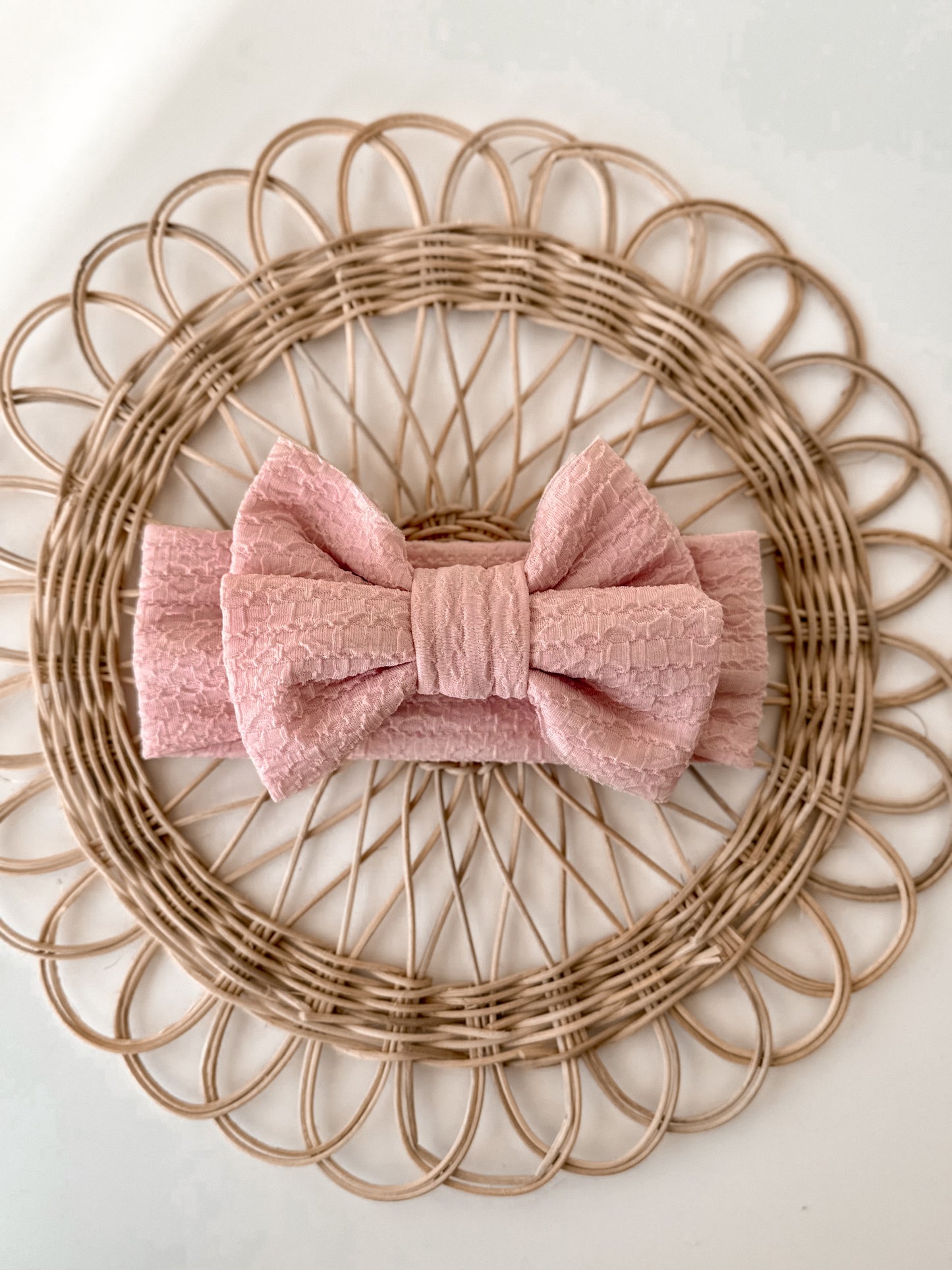 Pink Textured Big Bow Headband