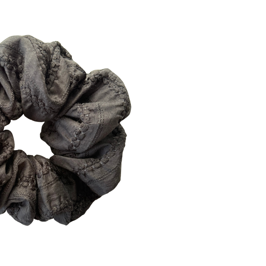Black Textured Scrunchie