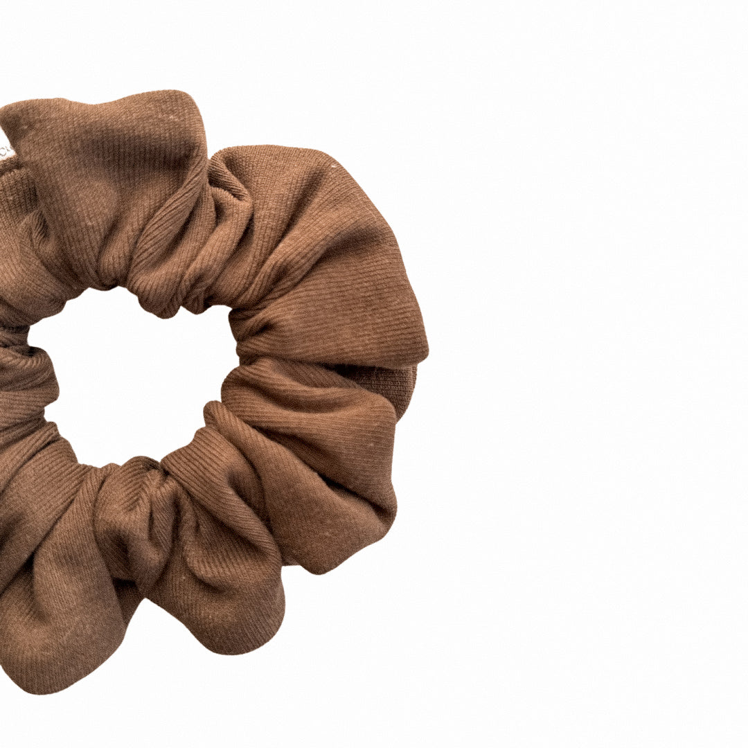 Brown Rib Knit Scrunchie