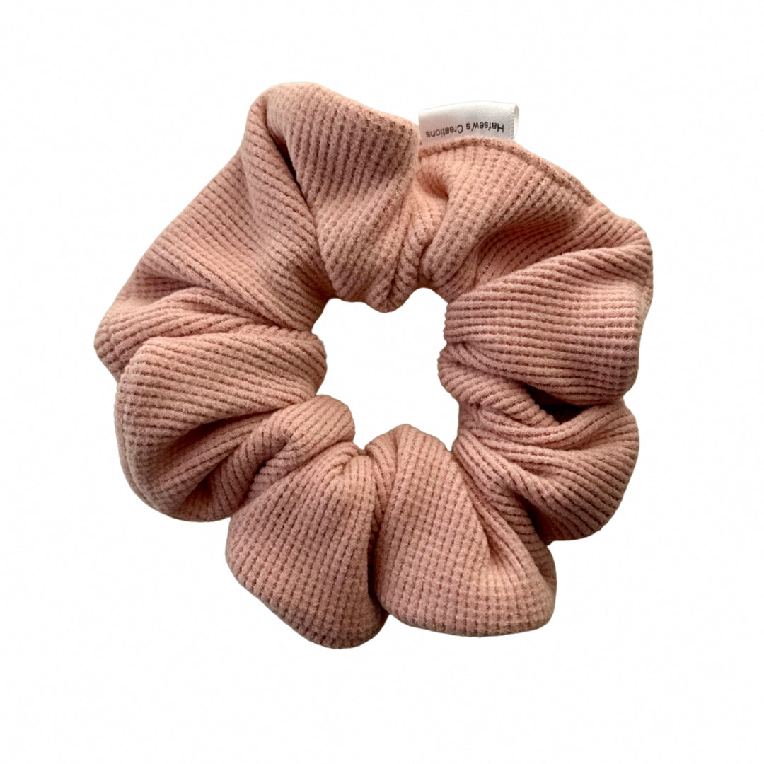 Soft Brushed Pink Waffle Knit Scrunchie