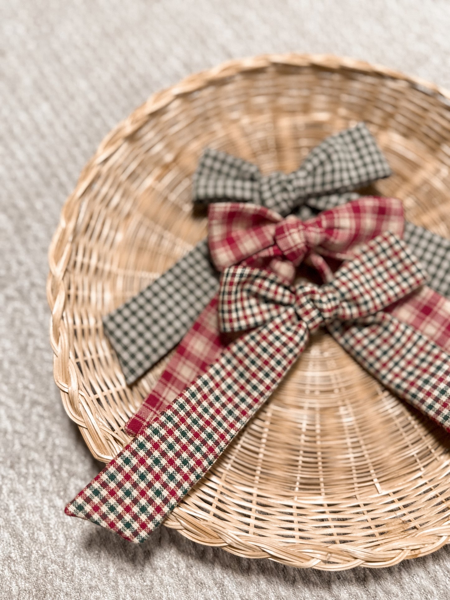 Green Gingham long Bow