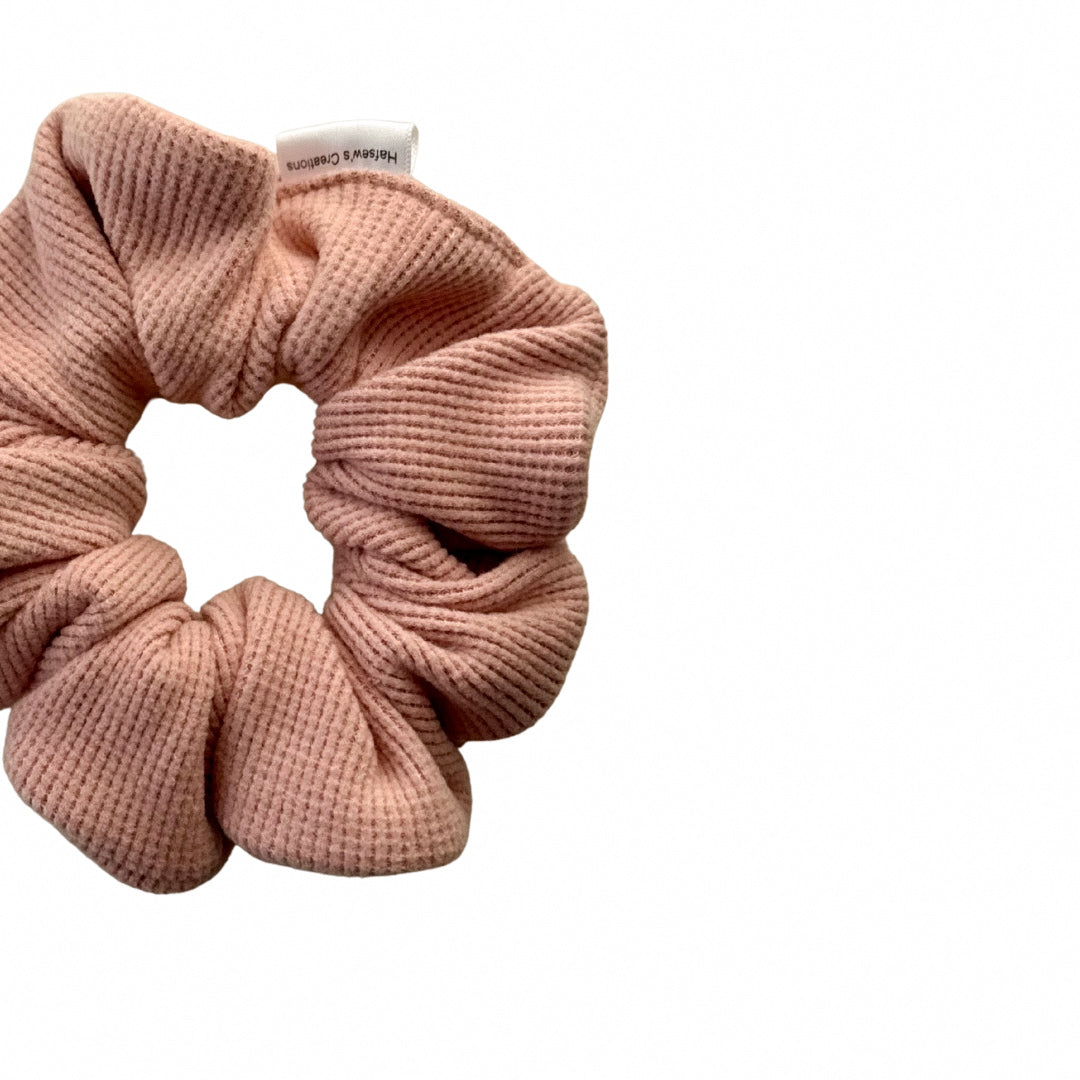 Soft Brushed Pink Waffle Knit Scrunchie
