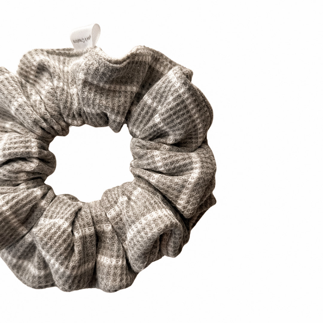 Grey Waffle Knit Scrunchie