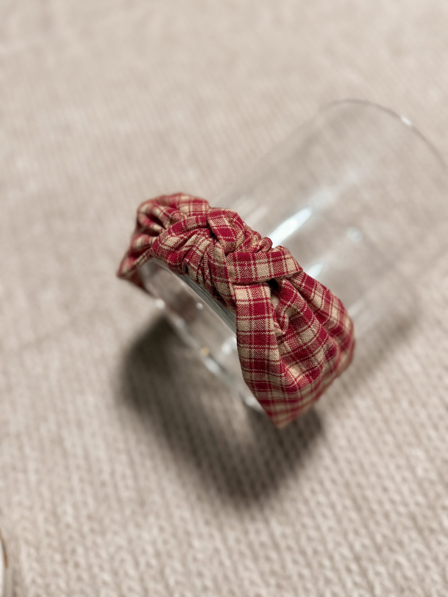 Red Plaid Top Knot Hard headband