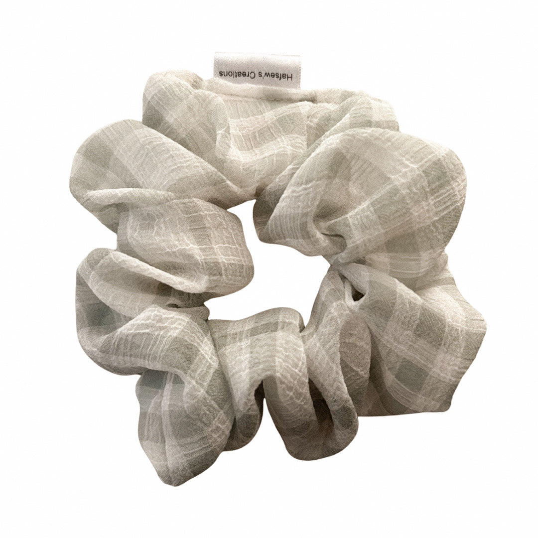 Sheer Blue Gingham Scrunchie