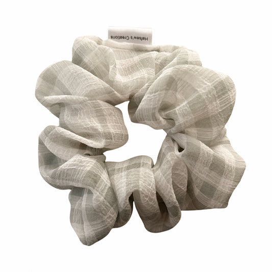 Sheer Blue Gingham Scrunchie