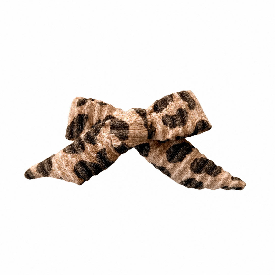 Textured Leopard Print Sailor Hair Bow