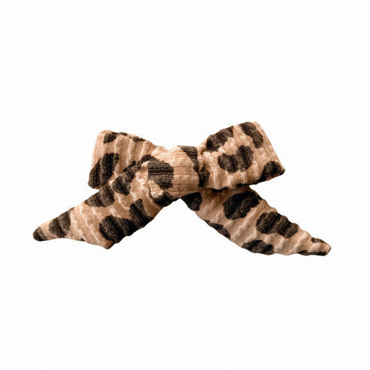 Textured Leopard Print Sailor Hair Bow