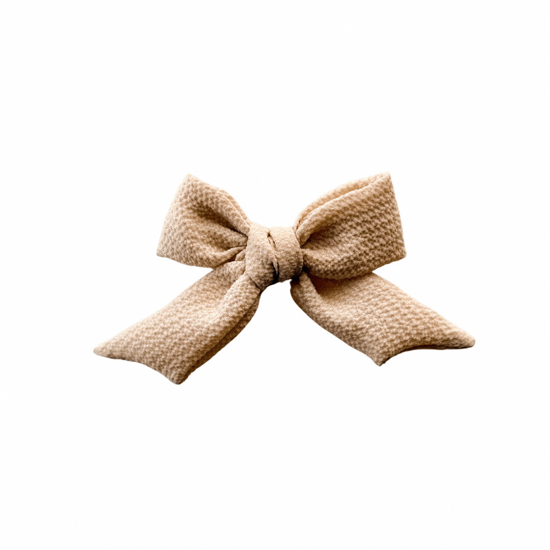 Cream Textured Sailor Hair Bow