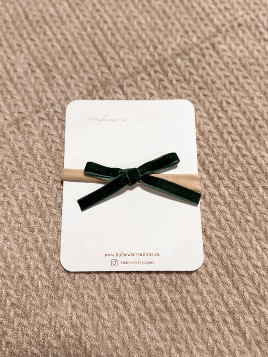 Dainty Green Velvet Christmas Bow