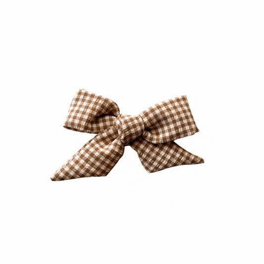 Brown Dainty Gingham Sailor Hair Bow