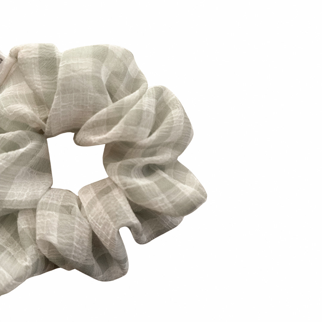 Sheer Blue Gingham Scrunchie