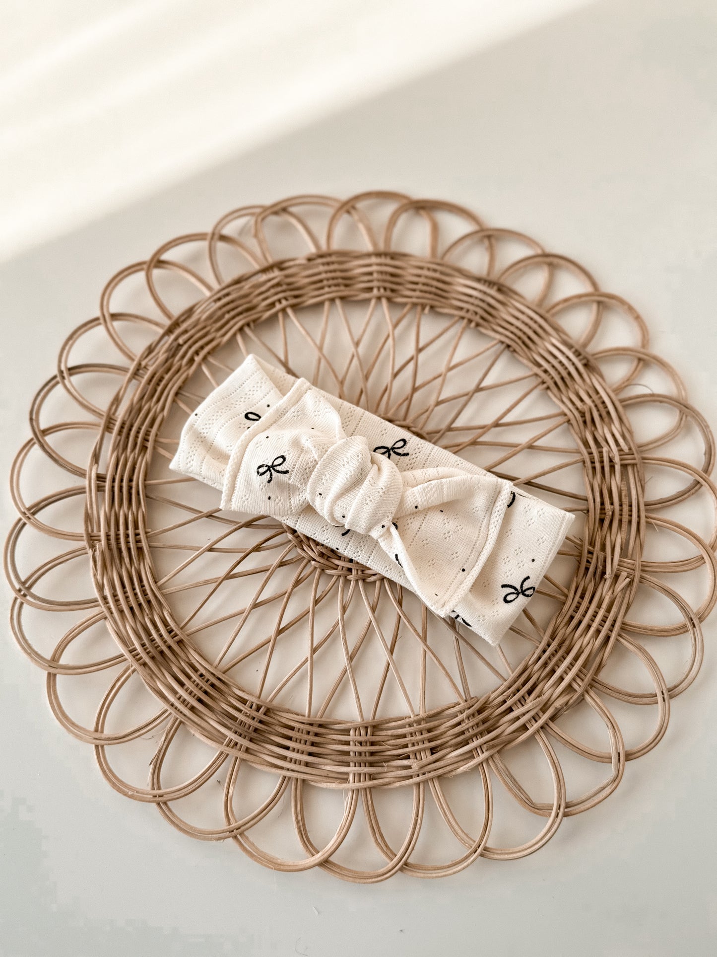 Cream with Black Bows Tie Bow Headband
