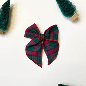Dark Christmas Checker Fable Bow