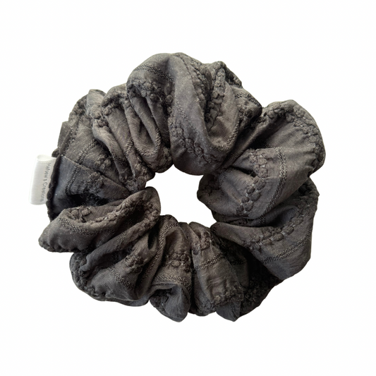 Black Textured Scrunchie