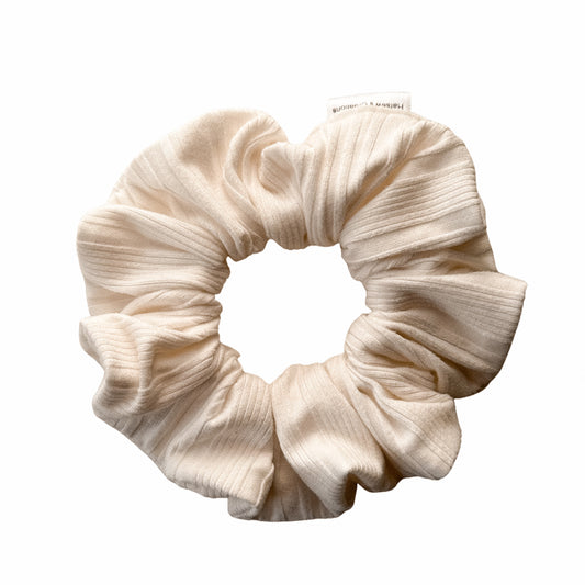 White Rib Knit Scrunchie