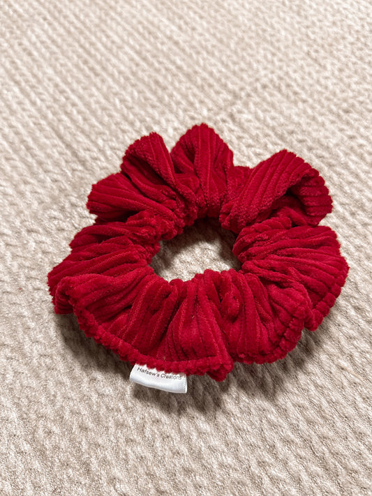 Red corduroy Regular sized Scrunchie