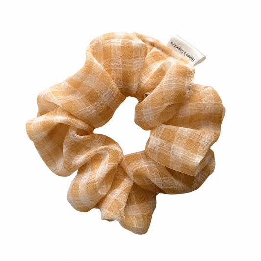 Sheer Yellow Gingham Scrunchie