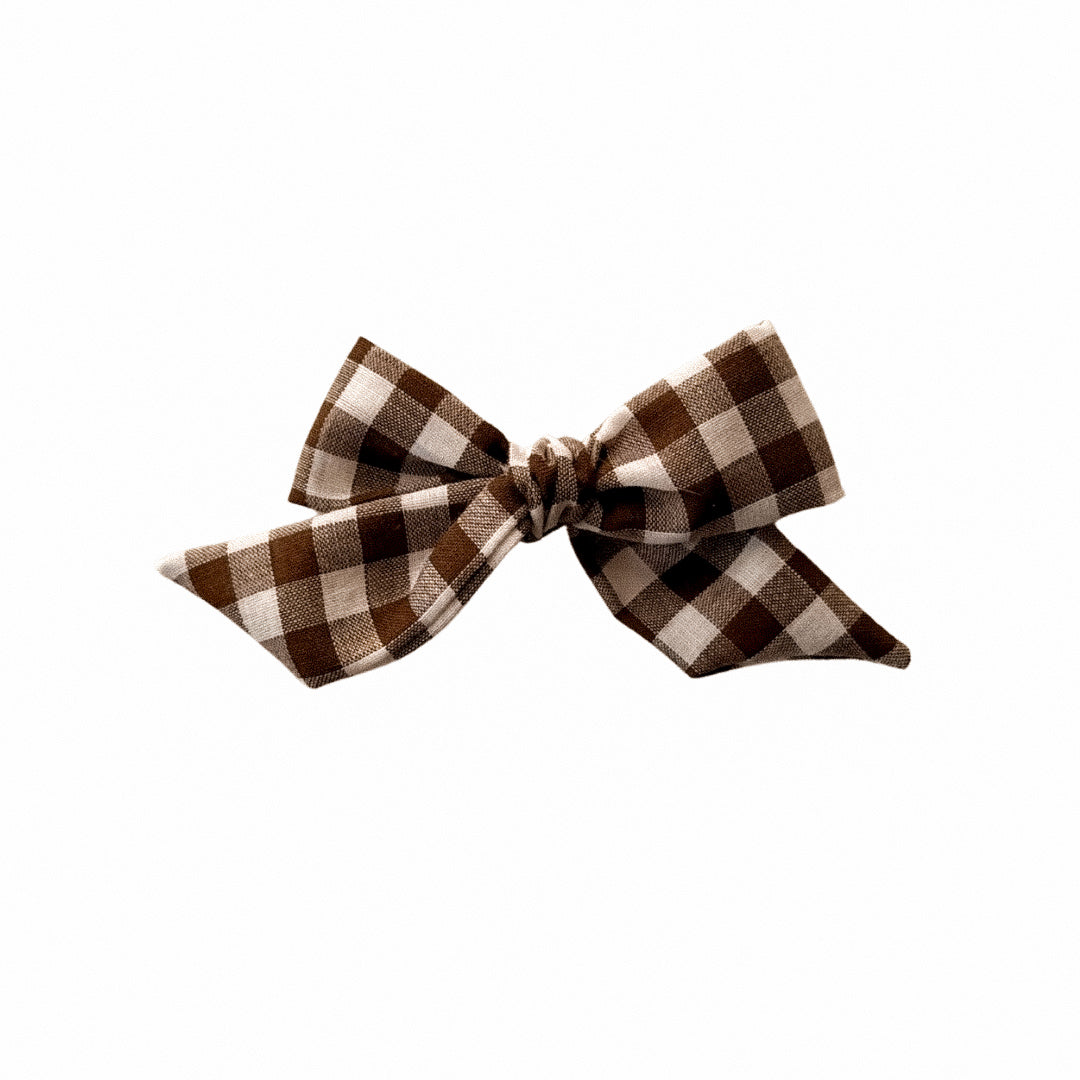 Brown Gingham Sailor Hair Bow