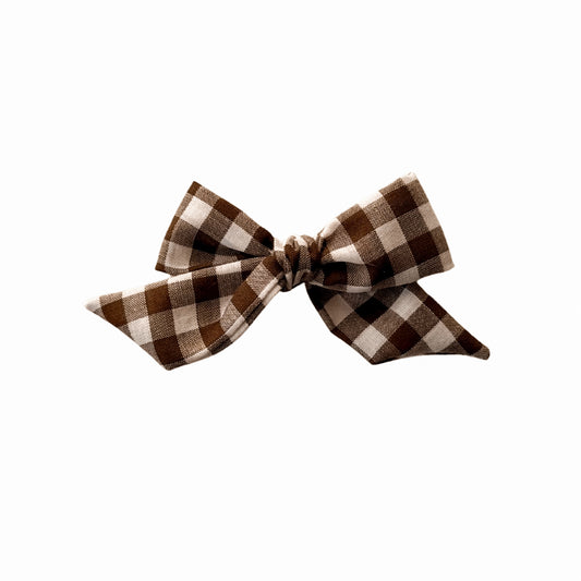 Brown Gingham Sailor Hair Bow