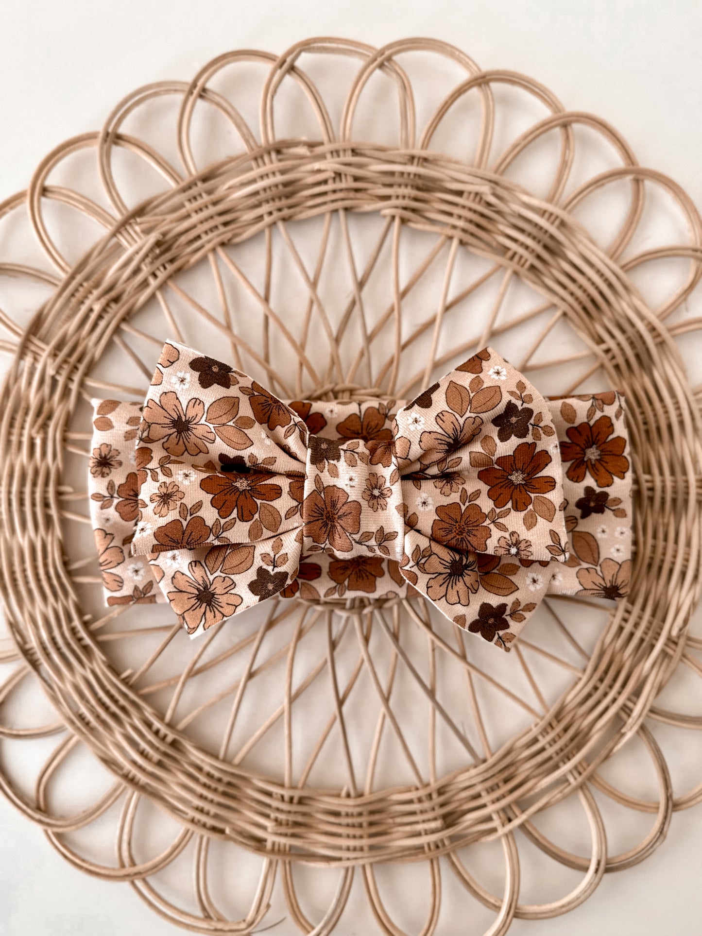 Brown Floral Big Bow Headband