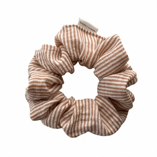 Linen Cream with Pink Stripes Scrunchie