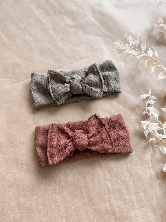 Textured hand tied big bow headband