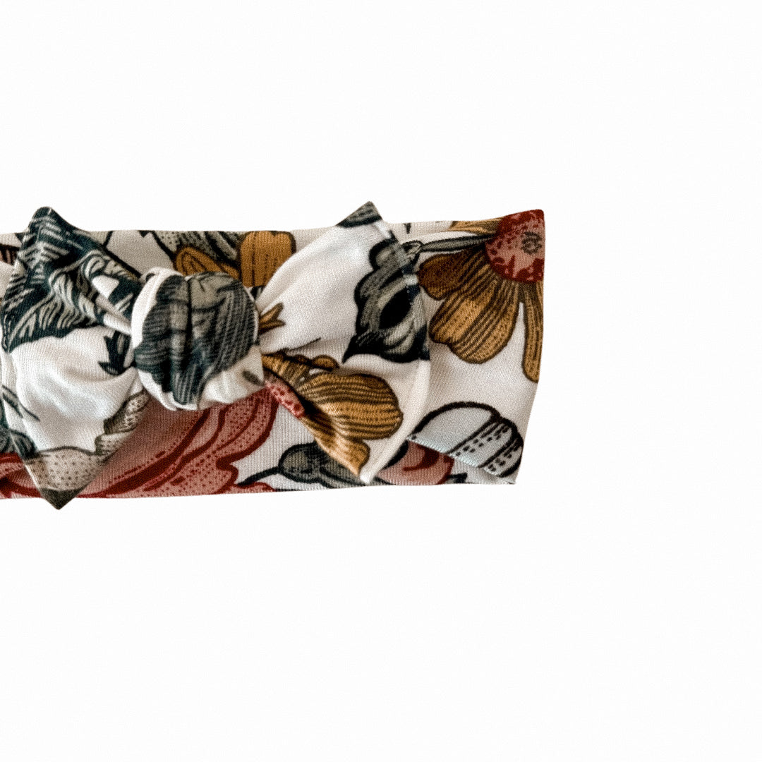 Vintage Floral Tie Bow Headband