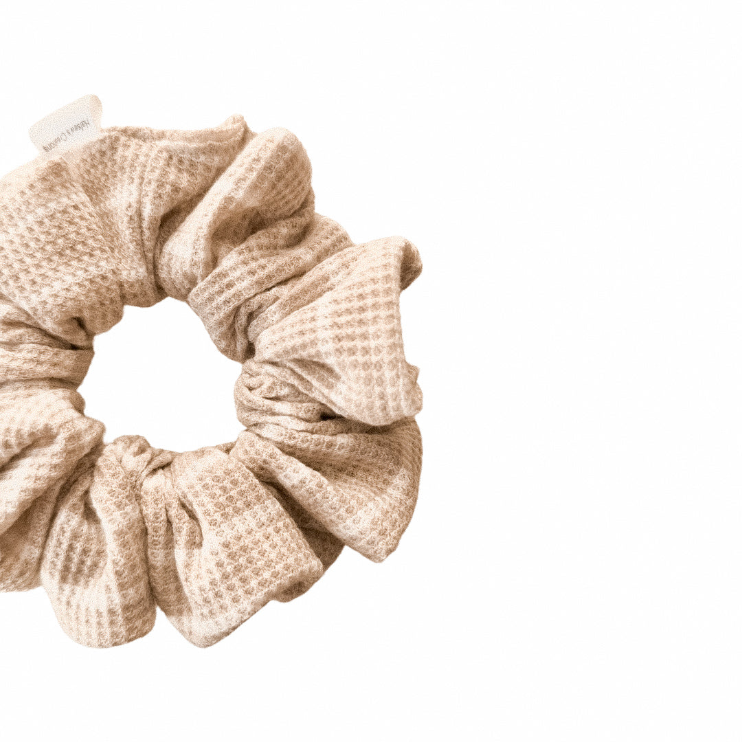 Beige Waffle Knit Scrunchie