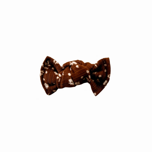 Brown Dainty Floral Mini Hair Bow