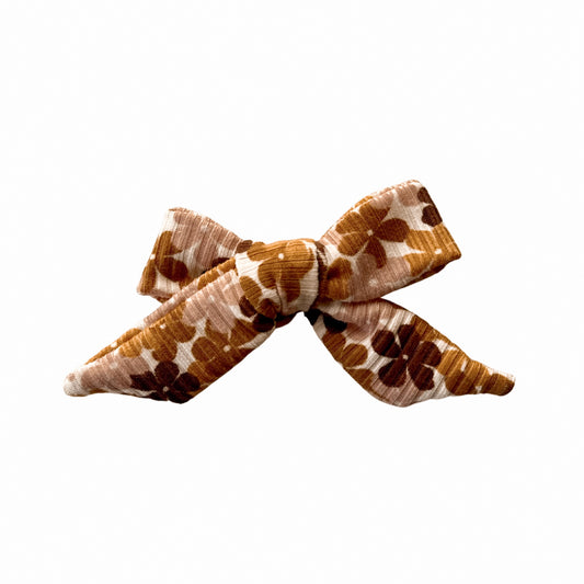 Retro Floral Rib Knit Sailor Hair Bow