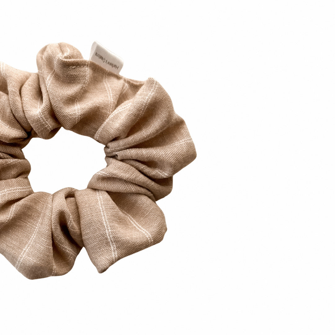 Linen Neutral Stripes Scrunchie