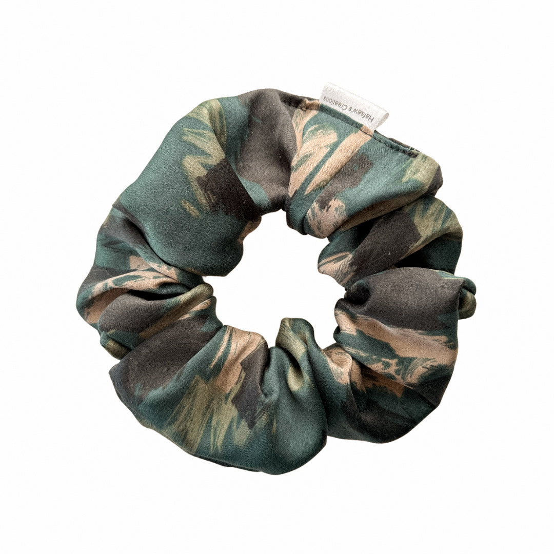 Satin Green print Scrunchie