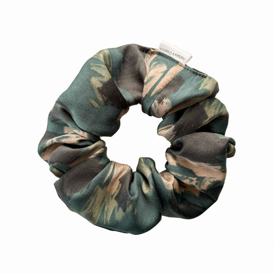 Satin Green print Scrunchie