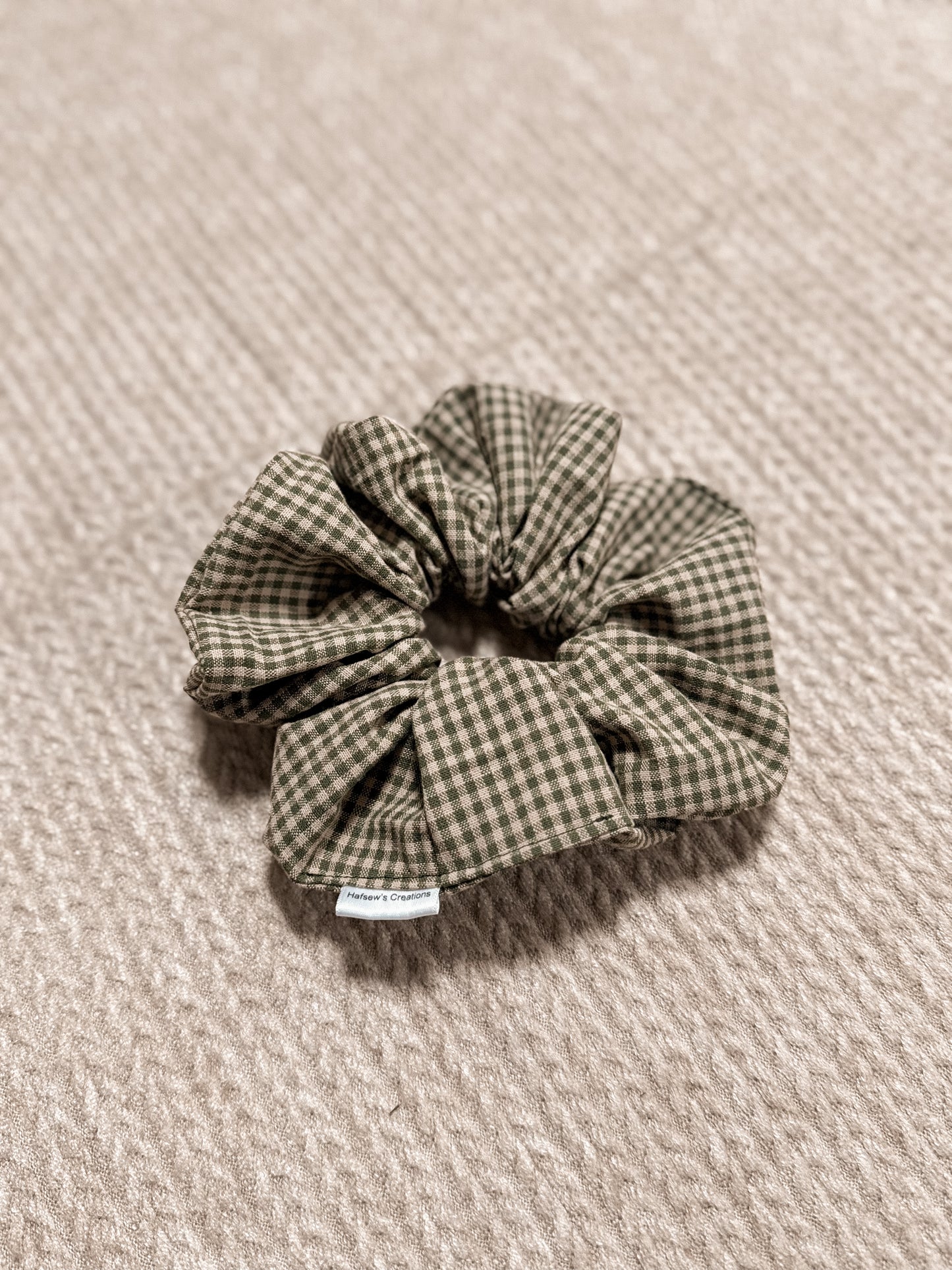 Green gingham Regular sized Scrunchie