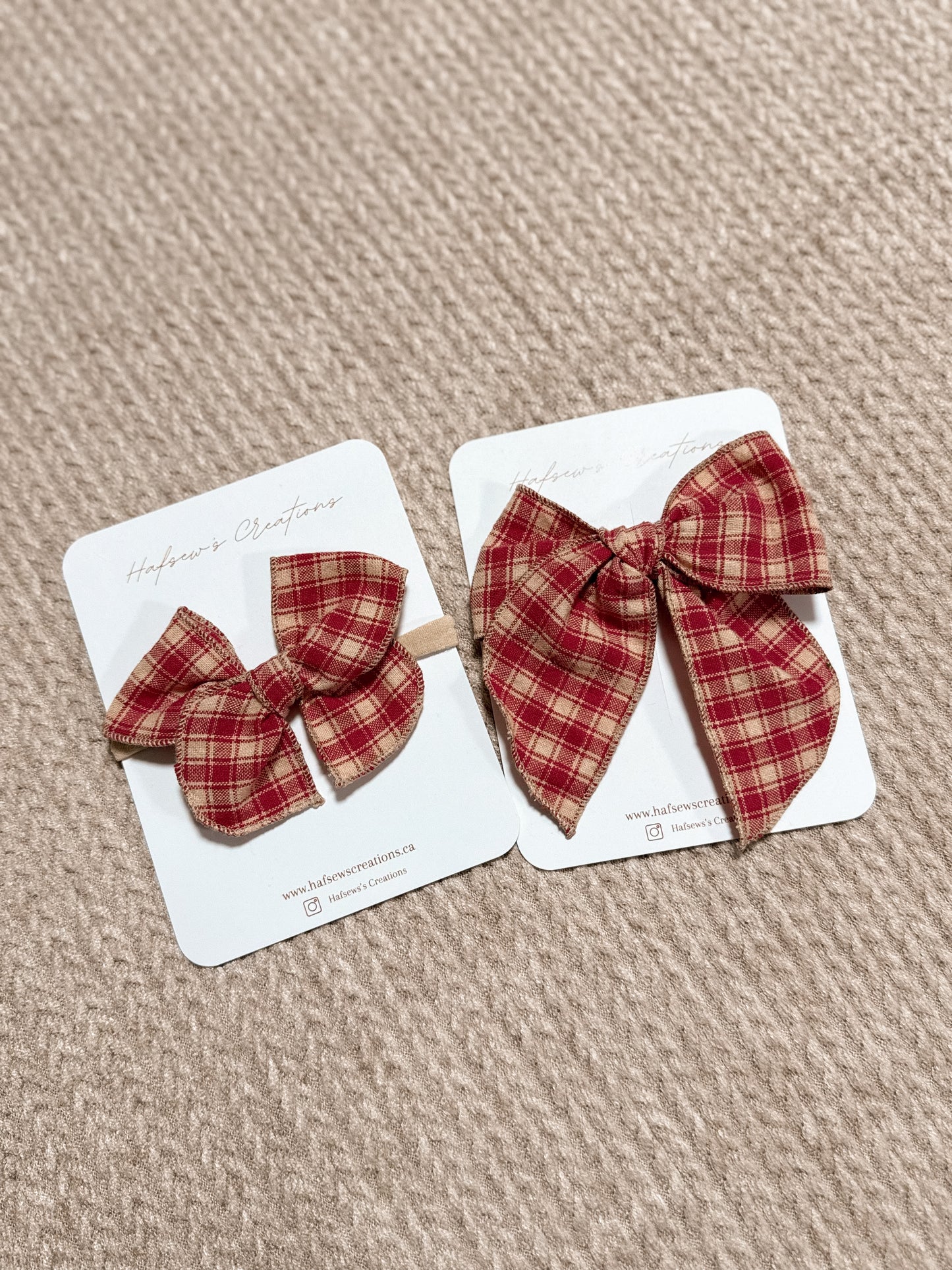 Red Plaid fable Bow
